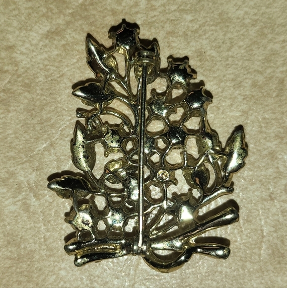 RARE VINTAGE CORO LEAF, STONE BROOCH! ☆3FOR$25☆ - Picture 3 of 5